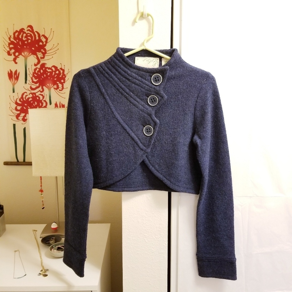 Sparrow for Anthropologie Blue Boiled Wool Cropped